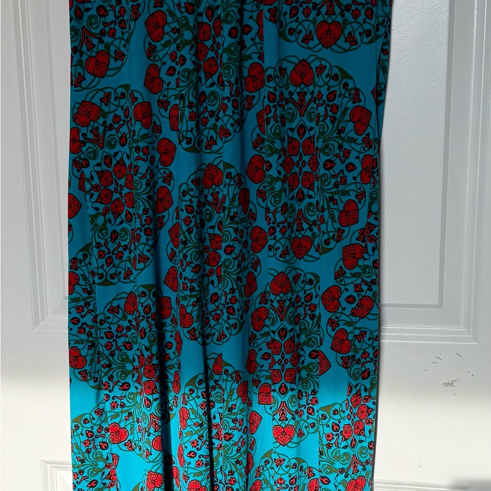 Turquoise & Red Halter Maxi Dress – Size L